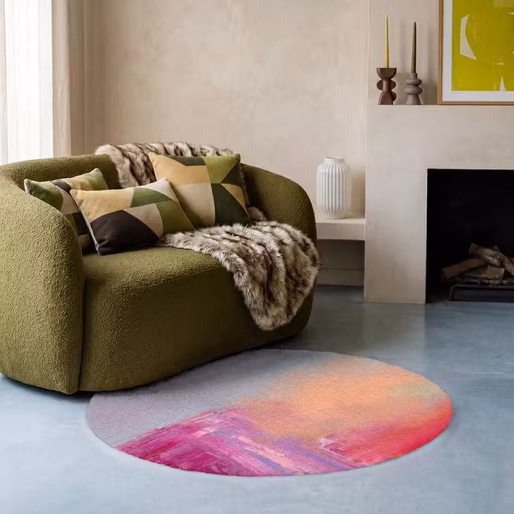 Teppich - Zusammenfassung – Farben – Modern – Rosa - Abstract - Kleuren - Modern - Roze Vloerkleed Rond klein