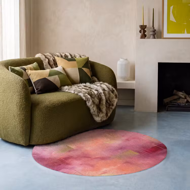 Teppich - Zusammenfassung – Farben – Modern – Rosa – Lila - Abstract - Kleuren - Modern - Roze - Paars Vloerkleed Rond klein