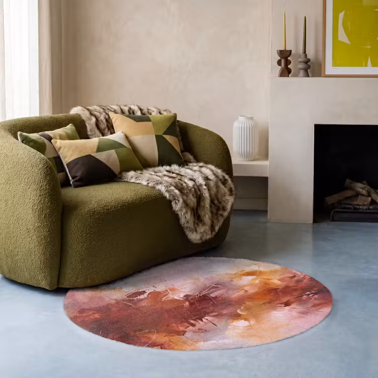 Teppich - Zusammenfassung – Farbenfroh – Kunst – Modern – Rosa-Rot - Abstract - Kleurrijk - Kunst - Modern - Roze-Rood Vloerkleed Rond klein