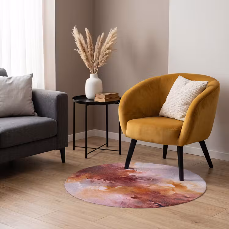 Teppich - Zusammenfassung – Farbenfroh – Kunst – Modern – Rosa-Rot - Abstract - Kleurrijk - Kunst - Modern - Roze-Rood Vloerkleed Rond klein