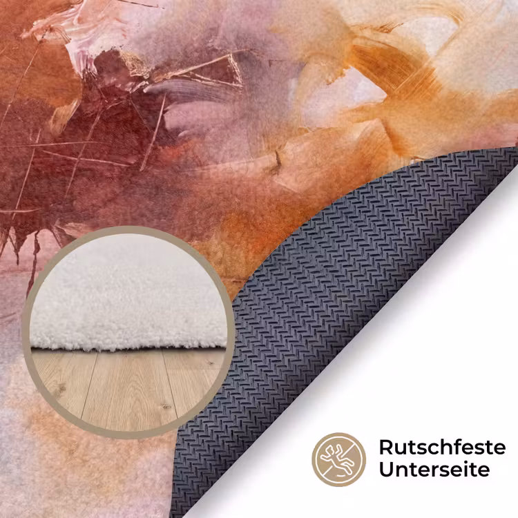 Teppich - Zusammenfassung – Farbenfroh – Kunst – Modern – Rosa-Rot - Abstract - Kleurrijk - Kunst - Modern - Roze-Rood Vloerkleed Rond klein