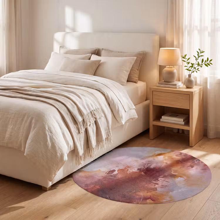 Teppich - Zusammenfassung – Farbenfroh – Kunst – Modern – Rosa-Rot - Abstract - Kleurrijk - Kunst - Modern - Roze-Rood Vloerkleed Rond klein
