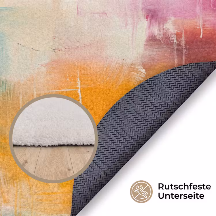 Teppich - Zusammenfassung – Farbenfroh – Modern – Kunst – Orange - Abstract - Kleurrijk - Modern - Kunst - Oranje Vloerkleed Rond klein