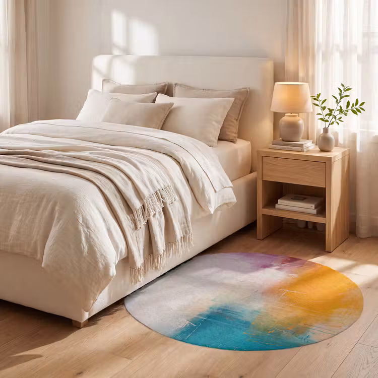 Teppich - Zusammenfassung – Farbenfroh – Modern – Kunst – Orange - Abstract - Kleurrijk - Modern - Kunst - Oranje Vloerkleed Rond klein