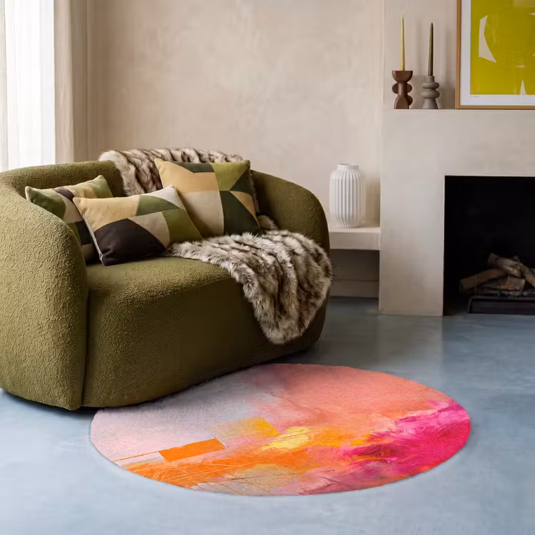 Teppich - Zusammenfassung – Farbenfroh – Modern – Rosa - Abstract - Kleurrijk - Modern - Roze Vloerkleed Rond klein