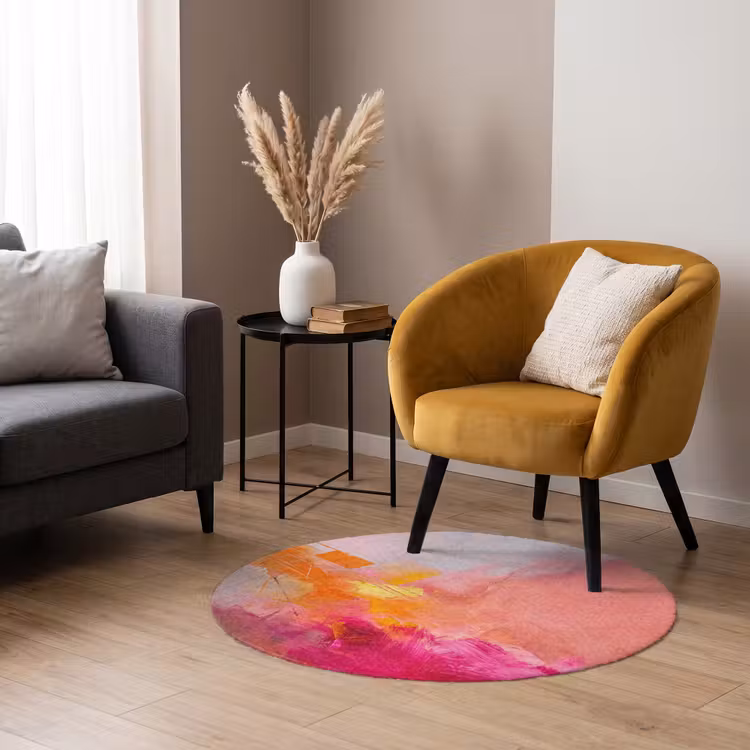 Teppich - Zusammenfassung – Farbenfroh – Modern – Rosa - Abstract - Kleurrijk - Modern - Roze Vloerkleed Rond klein