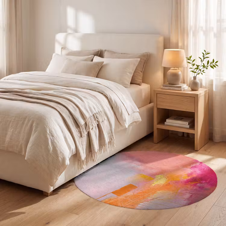 Teppich - Zusammenfassung – Farbenfroh – Modern – Rosa - Abstract - Kleurrijk - Modern - Roze Vloerkleed Rond klein