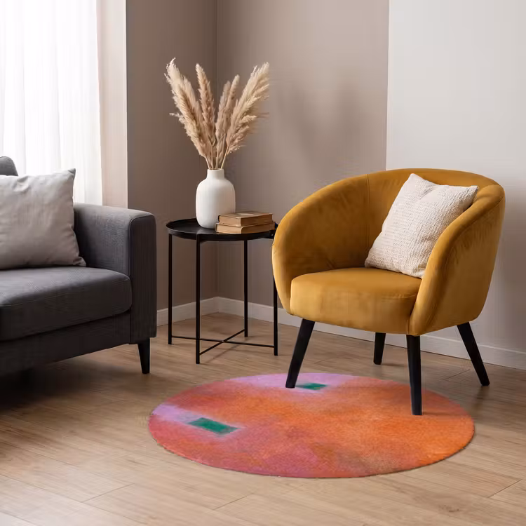 Teppich - Zusammenfassung – Flächen – Kunst – Modern – Orange - Abstract - Vlakken - Kunst - Modern - Oranje Vloerkleed Rond klein