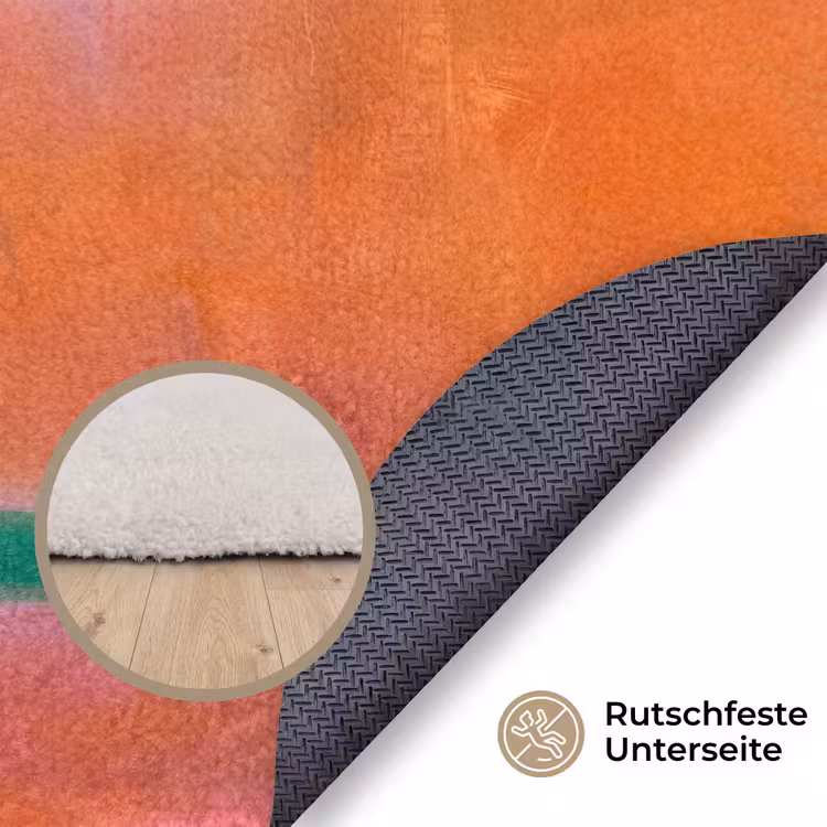 Teppich - Zusammenfassung – Flächen – Kunst – Modern – Orange - Abstract - Vlakken - Kunst - Modern - Oranje Vloerkleed Rond klein