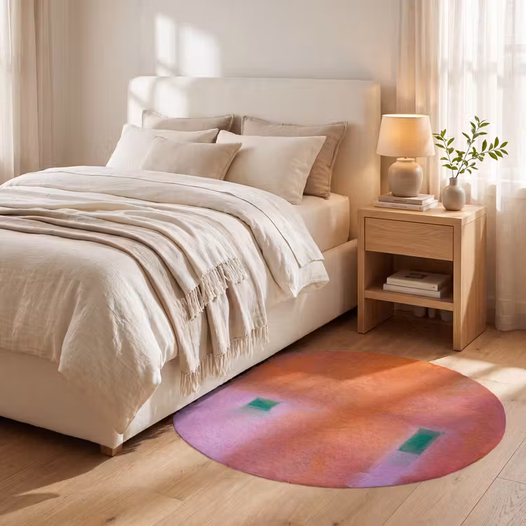 Teppich - Zusammenfassung – Flächen – Kunst – Modern – Orange - Abstract - Vlakken - Kunst - Modern - Oranje Vloerkleed Rond klein
