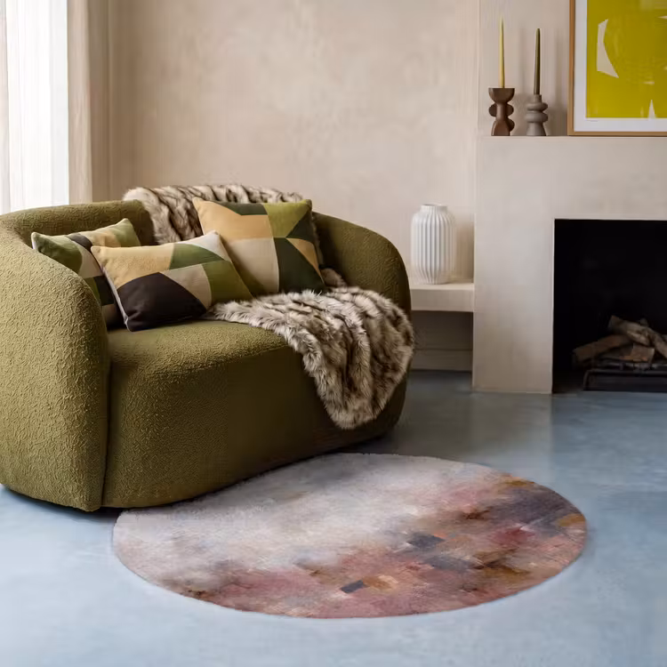 Teppich - Zusammenfassung – Fließend – Kunst – Modern – Beige - Abstract - Vloeiend - Kunst - Modern - Beige Vloerkleed Rond klein