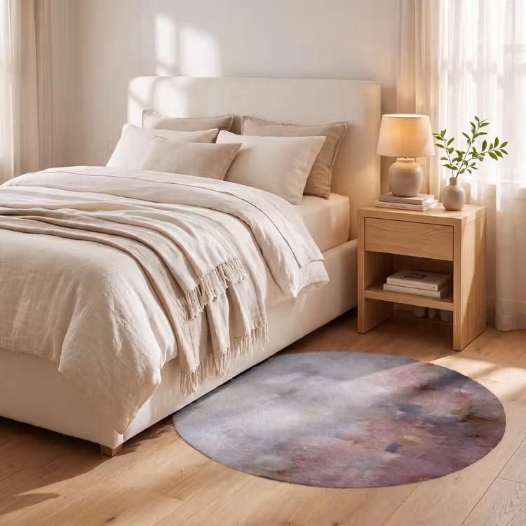 Teppich - Zusammenfassung – Fließend – Kunst – Modern – Beige - Abstract - Vloeiend - Kunst - Modern - Beige Vloerkleed Rond klein