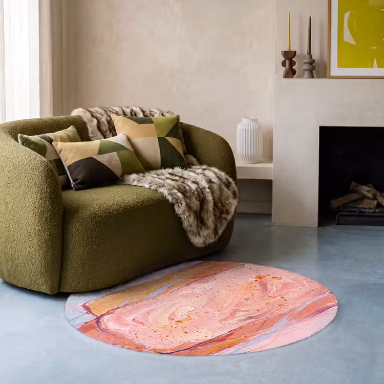 Teppich - Zusammenfassung – Formen – Modern – Rosa - Abstract - Vormen - Modern - Roze Vloerkleed Rond klein