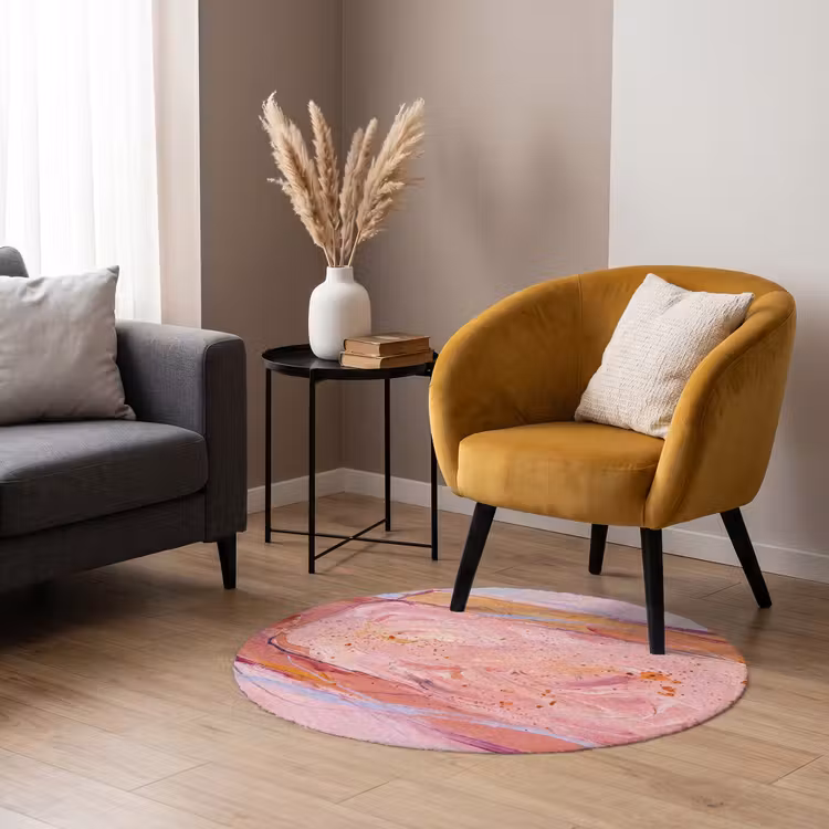 Teppich - Zusammenfassung – Formen – Modern – Rosa - Abstract - Vormen - Modern - Roze Vloerkleed Rond klein