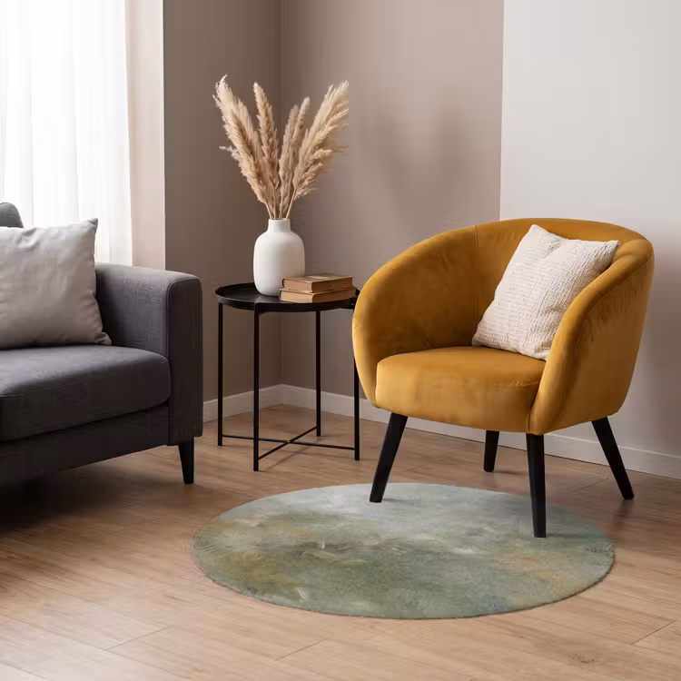 Teppich - Zusammenfassung – Grün – Beige – Modern – Kunst - Abstract - Groen - Beige - Modern - Kunst Vloerkleed Rond klein