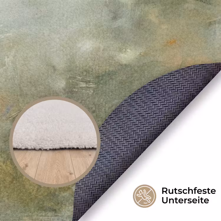 Teppich - Zusammenfassung – Grün – Beige – Modern – Kunst - Abstract - Groen - Beige - Modern - Kunst Vloerkleed Rond klein