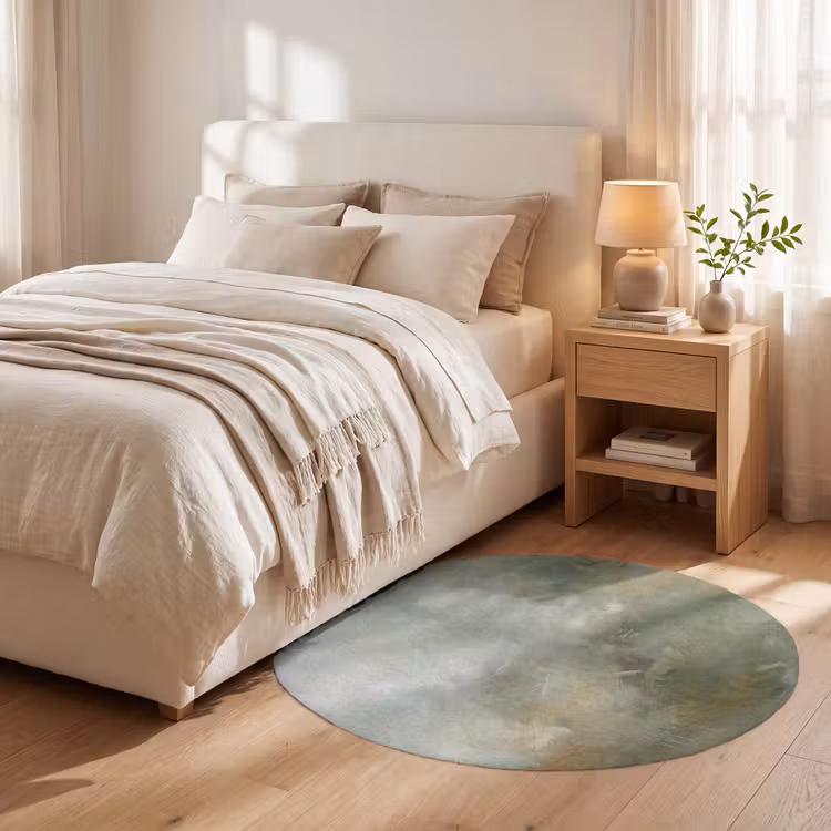 Teppich - Zusammenfassung – Grün – Beige – Modern – Kunst - Abstract - Groen - Beige - Modern - Kunst Vloerkleed Rond klein