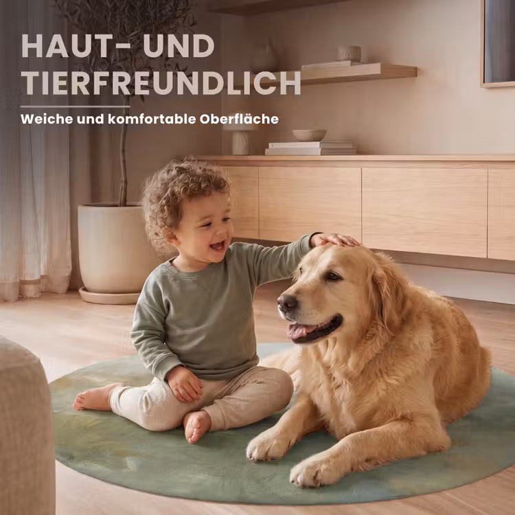 Teppich - Zusammenfassung – Grün – Beige – Modern – Kunst - Abstract - Groen - Beige - Modern - Kunst Vloerkleed Rond klein
