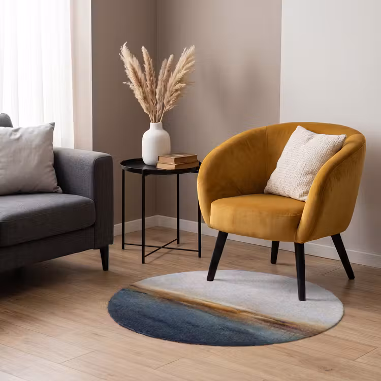 Teppich - Zusammenfassung – Horizont – Wasser – Modern – Beige - Abstract - Horizon - Water - Modern - Beige Vloerkleed Rond klein