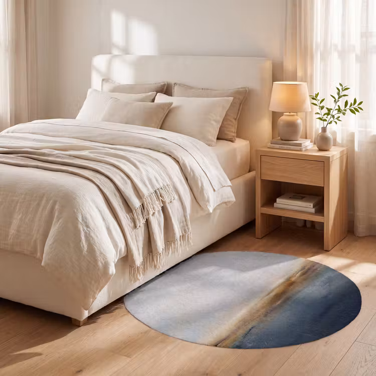 Teppich - Zusammenfassung – Horizont – Wasser – Modern – Beige - Abstract - Horizon - Water - Modern - Beige Vloerkleed Rond klein