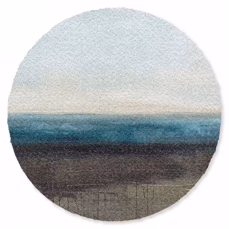 Teppich - Zusammenfassung – Landschaft – Horizont – Blau – Modern - Abstract - Landschap - Horizon - Blauw - Modern Vloerkleed Rond klein