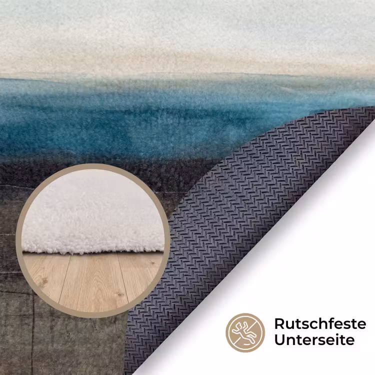 Teppich - Zusammenfassung – Landschaft – Horizont – Blau – Modern - Abstract - Landschap - Horizon - Blauw - Modern Vloerkleed Rond klein