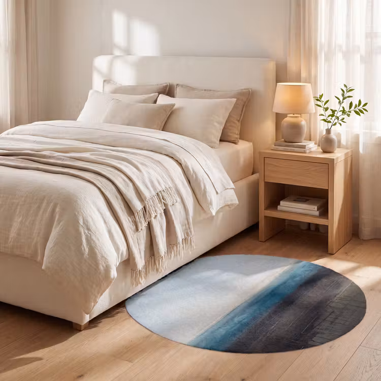 Teppich - Zusammenfassung – Landschaft – Horizont – Blau – Modern - Abstract - Landschap - Horizon - Blauw - Modern Vloerkleed Rond klein
