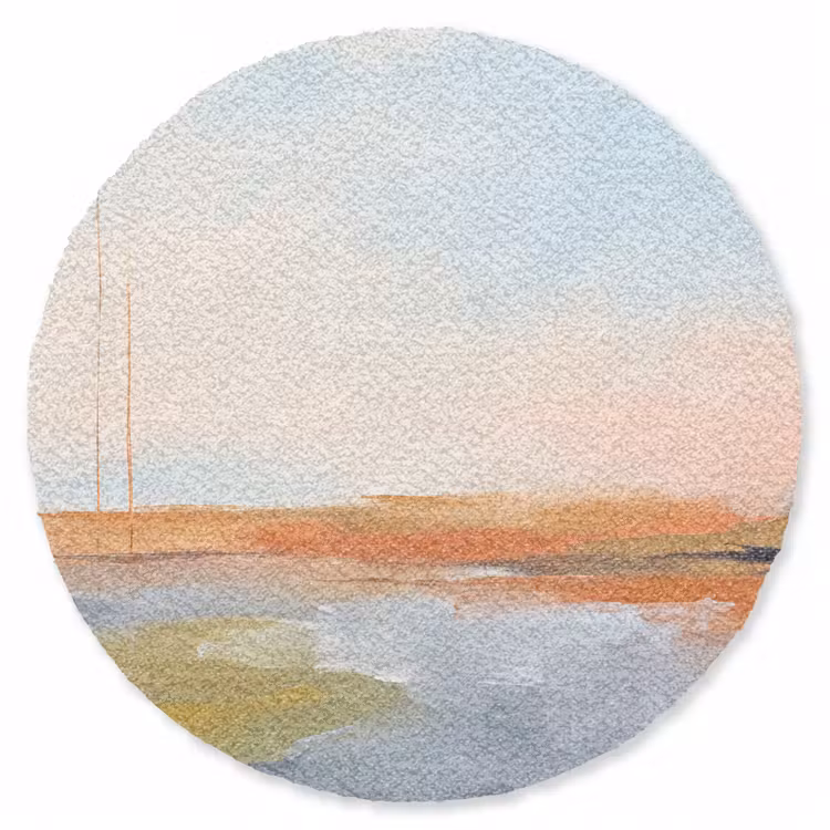 Teppich - Zusammenfassung – Landschaft – Horizont – Modern – Farbenfroh - Abstract - Landschap - Horizon - Modern - Kleurrijk Vloerkleed Rond klein