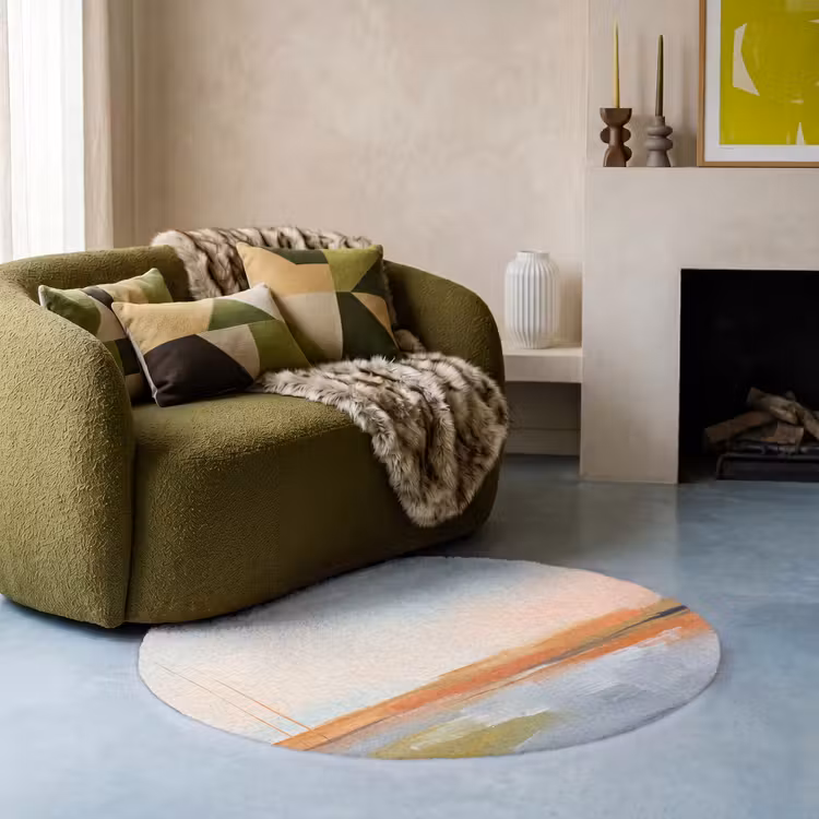 Teppich - Zusammenfassung – Landschaft – Horizont – Modern – Farbenfroh - Abstract - Landschap - Horizon - Modern - Kleurrijk Vloerkleed Rond klein