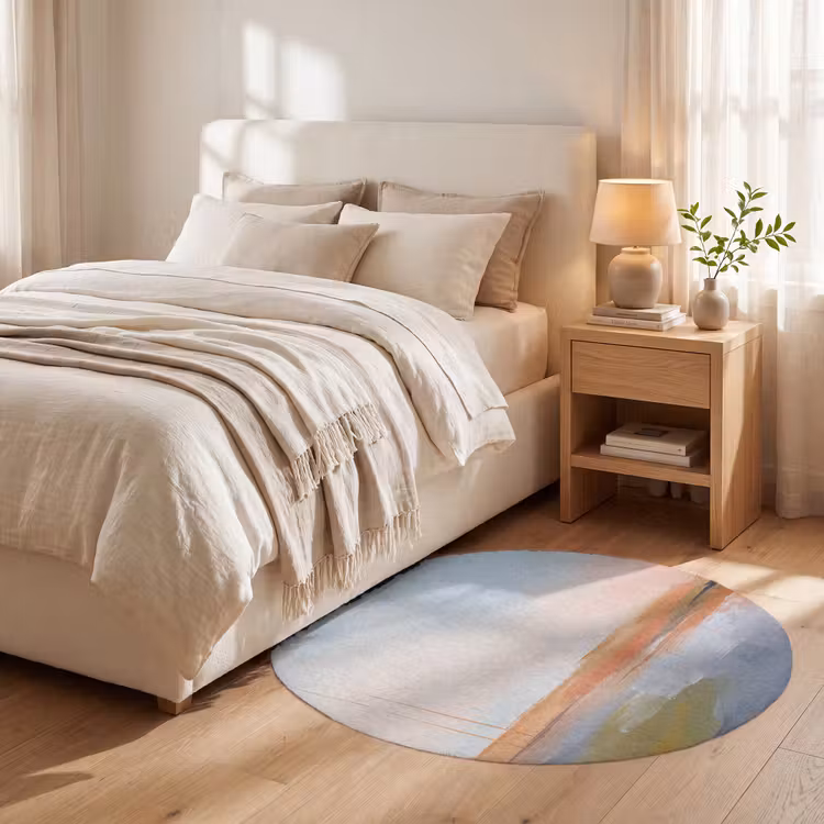 Teppich - Zusammenfassung – Landschaft – Horizont – Modern – Farbenfroh - Abstract - Landschap - Horizon - Modern - Kleurrijk Vloerkleed Rond klein