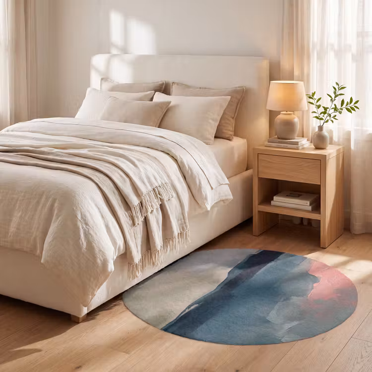 Teppich - Zusammenfassung – Landschaft – Kunst – Modern – Grün – Blau - Abstract - Landschap - Kunst - Modern - Groen - Blauw Vloerkleed Rond klein