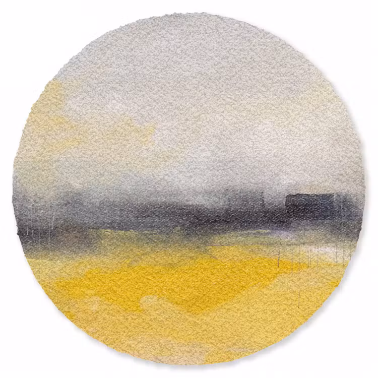 Teppich - Zusammenfassung – Landschaft – Modern – Gelb - Abstract - Landschap - Modern - Geel Vloerkleed Rond klein