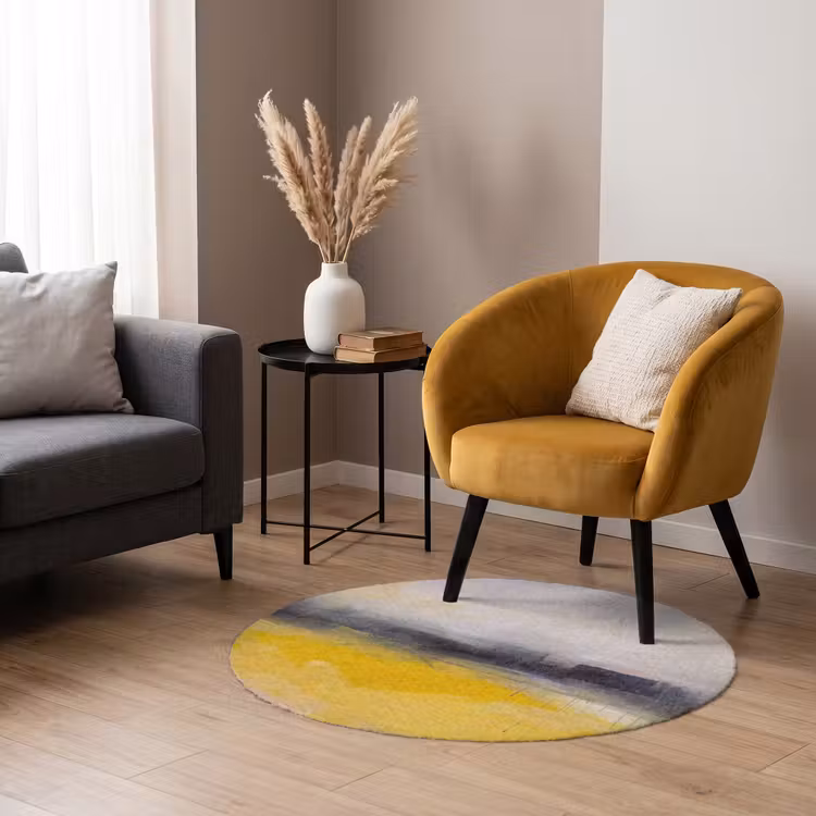 Teppich - Zusammenfassung – Landschaft – Modern – Gelb - Abstract - Landschap - Modern - Geel Vloerkleed Rond klein
