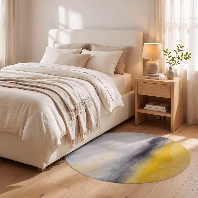 Teppich - Zusammenfassung – Landschaft – Modern – Gelb - Abstract - Landschap - Modern - Geel Vloerkleed Rond klein