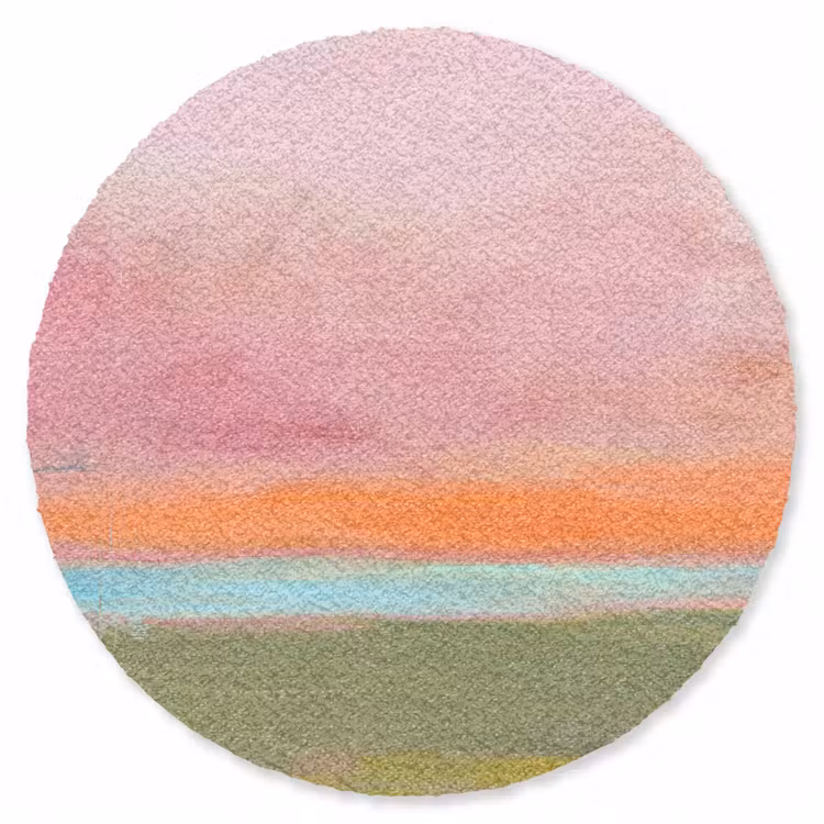 Teppich - Zusammenfassung – Landschaft – Modern – Rosa – Orange - Abstract - Landschap - Modern - Roze - Oranje Vloerkleed Rond klein