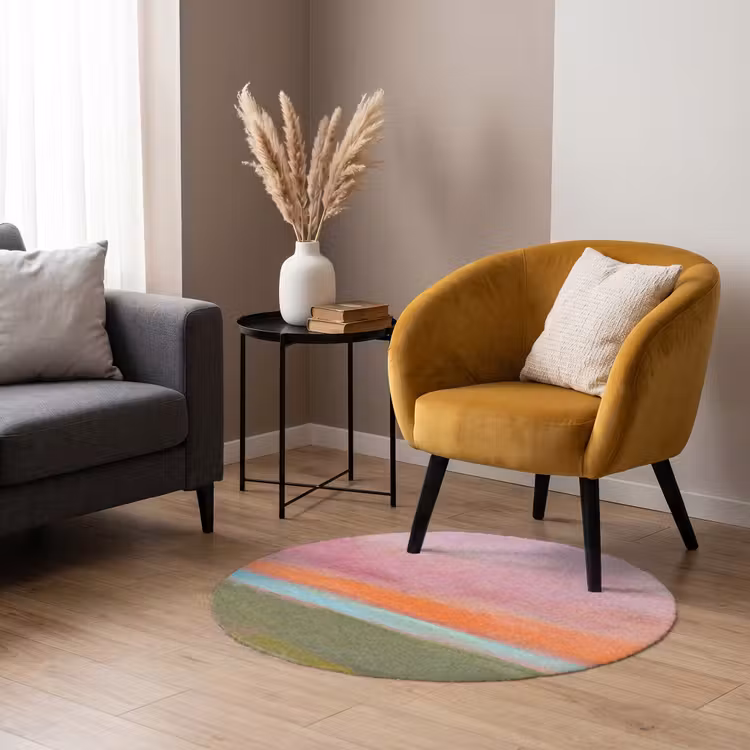 Teppich - Zusammenfassung – Landschaft – Modern – Rosa – Orange - Abstract - Landschap - Modern - Roze - Oranje Vloerkleed Rond klein