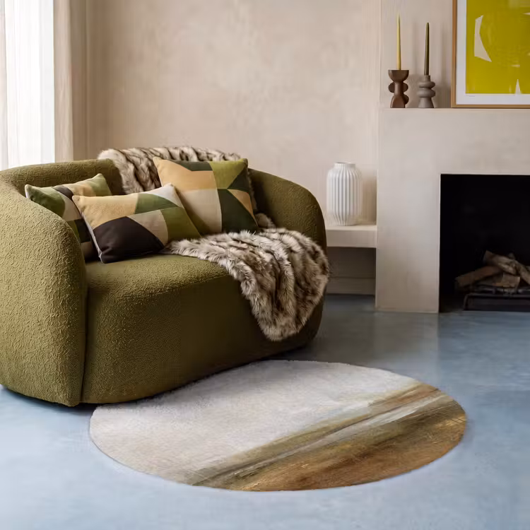 Teppich - Zusammenfassung – Landschaft – Natur – Beige – Braun - Abstract - Landschap - Natuur - Beige - Bruin Vloerkleed Rond klein