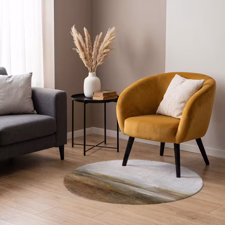 Teppich - Zusammenfassung – Landschaft – Natur – Beige – Braun - Abstract - Landschap - Natuur - Beige - Bruin Vloerkleed Rond klein