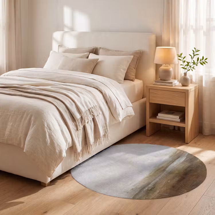Teppich - Zusammenfassung – Landschaft – Natur – Beige – Braun - Abstract - Landschap - Natuur - Beige - Bruin Vloerkleed Rond klein