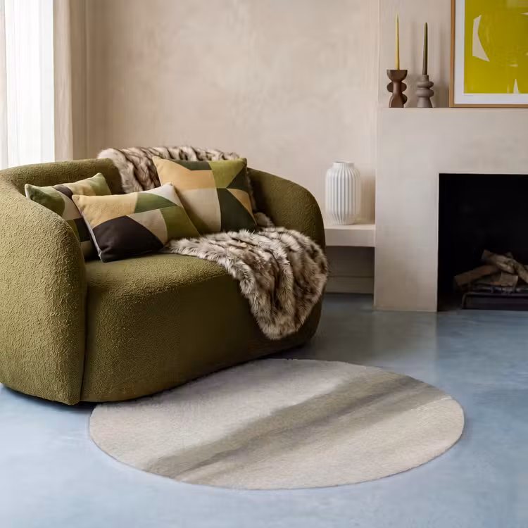 Teppich - Zusammenfassung – Landschaft – Nebel – Modern – Grau - Abstract - Landschap - Nevel - Modern - Grijs Vloerkleed Rond klein