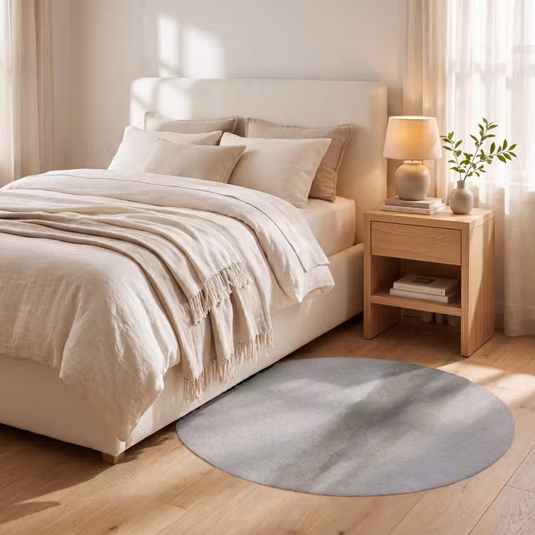 Teppich - Zusammenfassung – Landschaft – Nebel – Modern – Grau - Abstract - Landschap - Nevel - Modern - Grijs Vloerkleed Rond klein