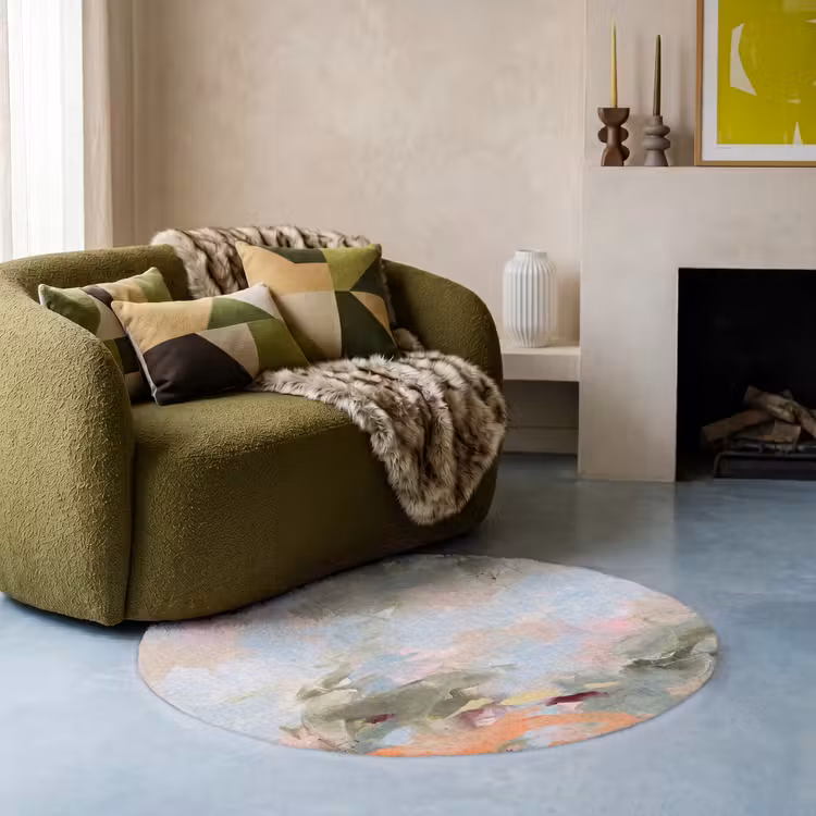 Teppich - Zusammenfassung – Pinselstriche – Kunst – Modern – Pastell - Abstract - Borstelstreken - Kunst - Modern - Pastel Vloerkleed Rond klein