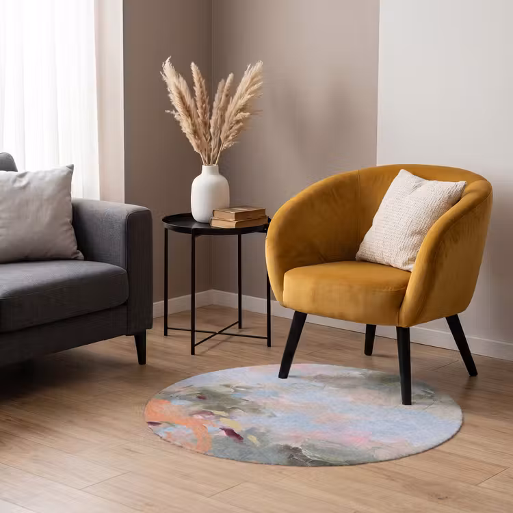 Teppich - Zusammenfassung – Pinselstriche – Kunst – Modern – Pastell - Abstract - Borstelstreken - Kunst - Modern - Pastel Vloerkleed Rond klein