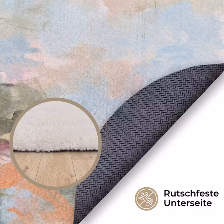 Teppich - Zusammenfassung – Pinselstriche – Kunst – Modern – Pastell - Abstract - Borstelstreken - Kunst - Modern - Pastel Vloerkleed Rond klein