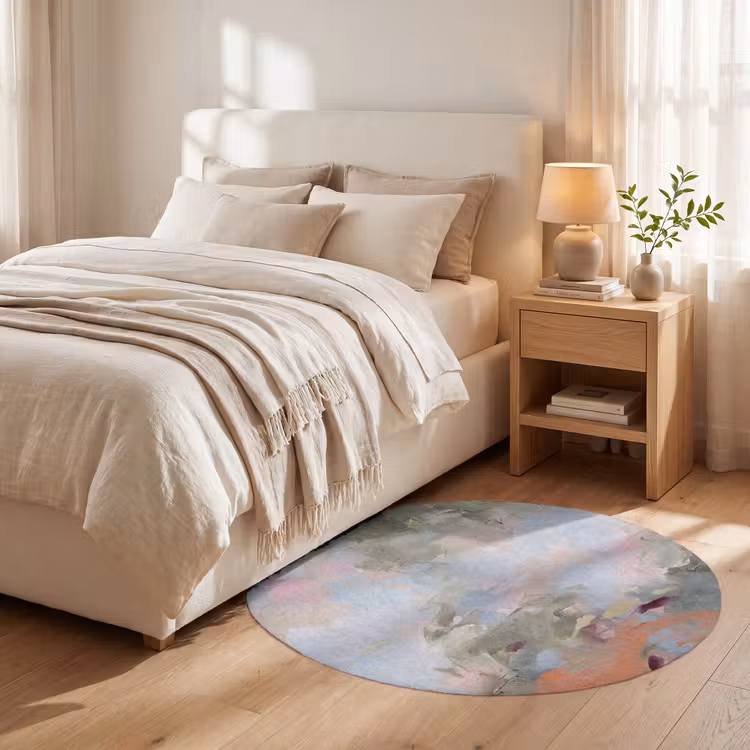 Teppich - Zusammenfassung – Pinselstriche – Kunst – Modern – Pastell - Abstract - Borstelstreken - Kunst - Modern - Pastel Vloerkleed Rond klein