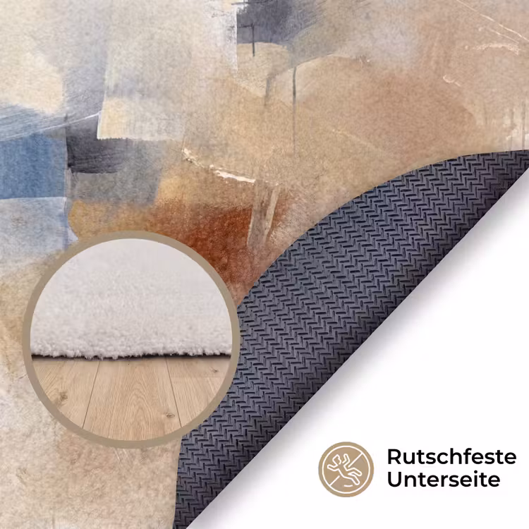 Teppich - Zusammenfassung – Pinselstriche – Modern – Beige – Kunst - Abstract - Borstelstreken - Modern - Beige - Kunst Vloerkleed Rond klein