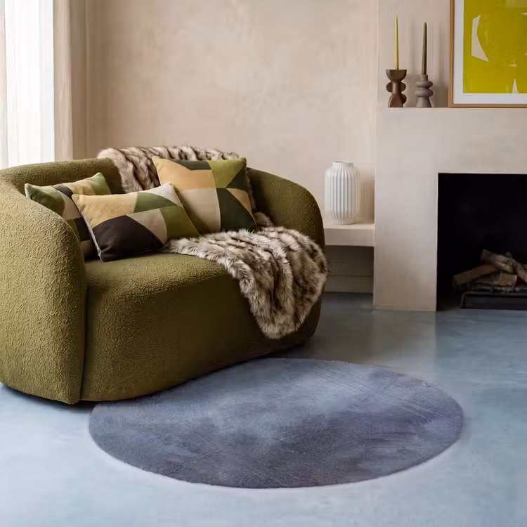 Teppich - Zusammenfassung – Pinselstriche – Modern – Kunst – Grau - Abstract - Kwaststreken - Modern - Kunst - Grijs Vloerkleed Rond klein