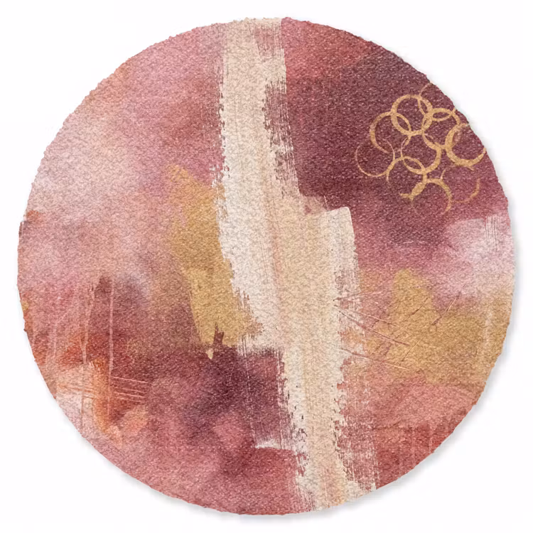 Teppich - Zusammenfassung – Rot – Gold – Modern – Kunst - Abstract - Rood - Goud - Modern - Kunst Vloerkleed Rond klein