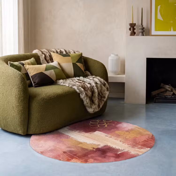 Teppich - Zusammenfassung – Rot – Gold – Modern – Kunst - Abstract - Rood - Goud - Modern - Kunst Vloerkleed Rond klein