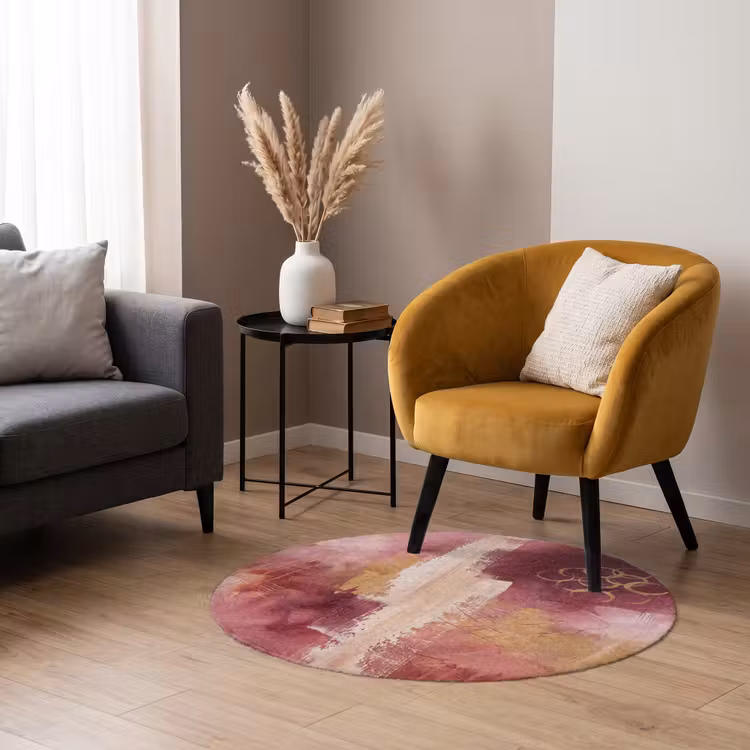 Teppich - Zusammenfassung – Rot – Gold – Modern – Kunst - Abstract - Rood - Goud - Modern - Kunst Vloerkleed Rond klein